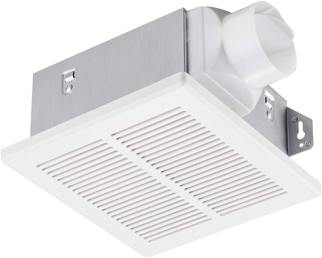 Tech Drive Bathroom fan 50 CFM, 1.0Sone DC Motor with No Attic access Needed Installation,Very Quiet Ventilation and Exhaust Fan, Ceiling Mounted Fan, White