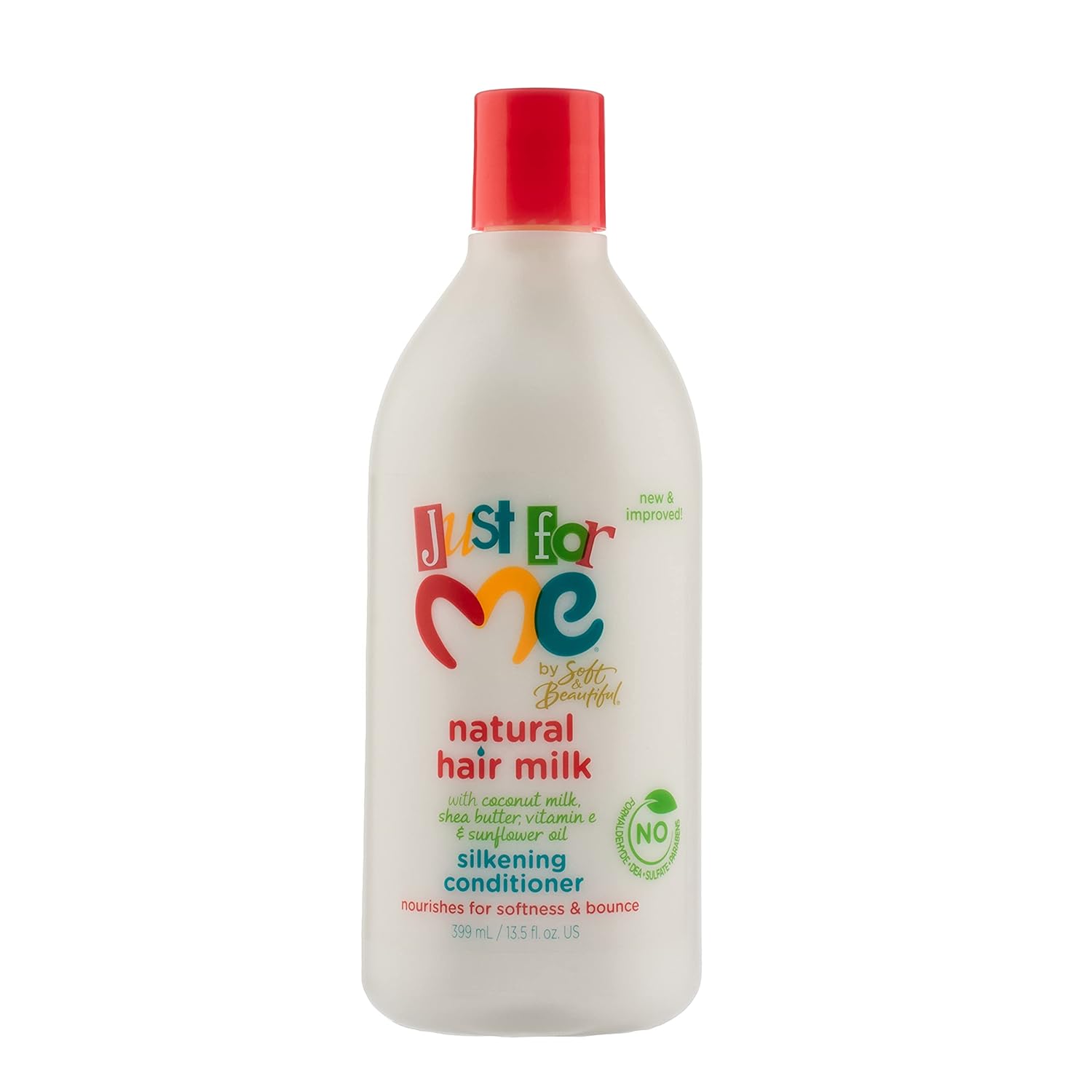 Just For Me Natural Hair Milk Silkening Conditioner, Nourishes For Softness & Bounce, With Coconut Milk, Shea Butter, Vitamin E & Sunflower Oil, 13.5 Ounce