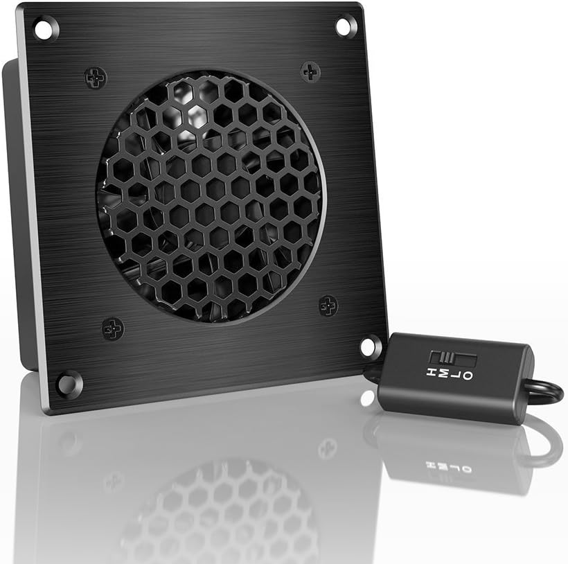 AC Infinity AIRPLATE S1, Quiet Cooling Fan System 4″ with Speed Control, for Home Theater AV Cabinets