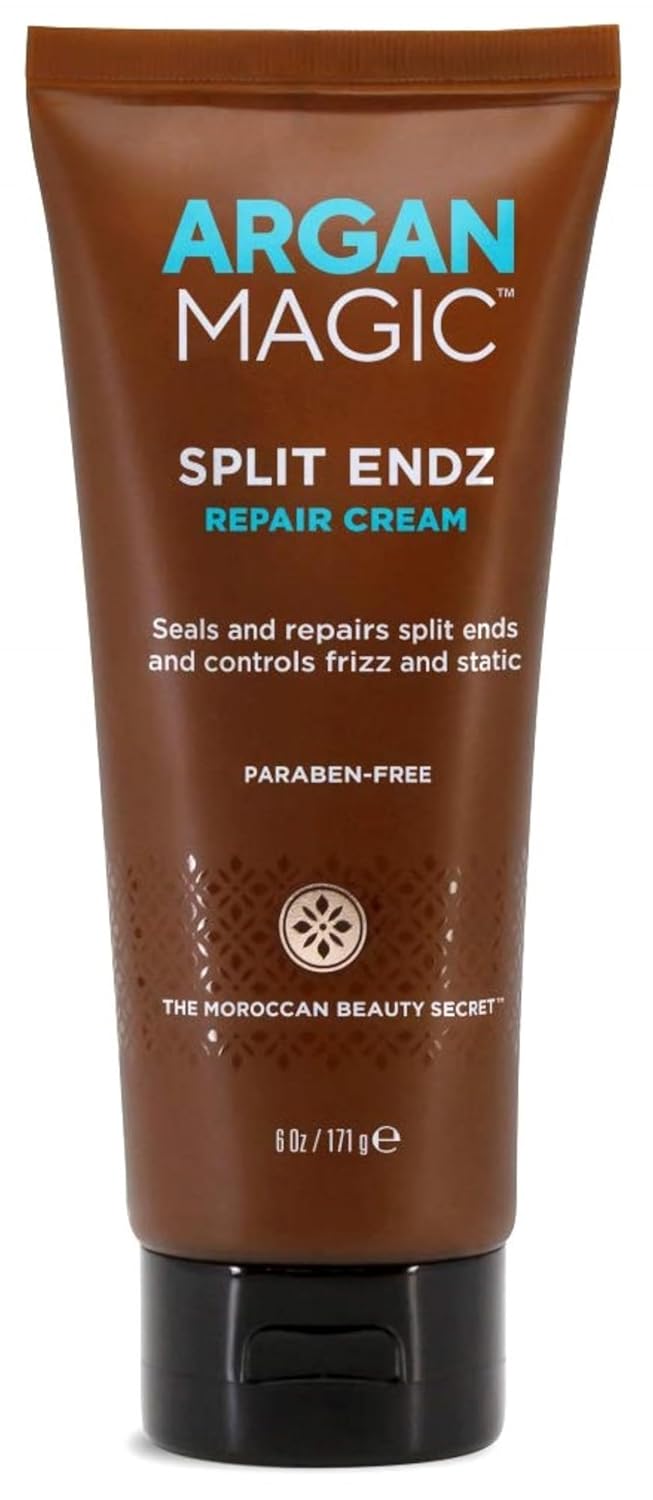 Argan Magic Split Endz Cream – Instantly Binds Frayed and Separated Ends While Preventing Future Breakage | Controls Frizz | Made in USA, Paraben Free, Cruelty Free (6 oz)