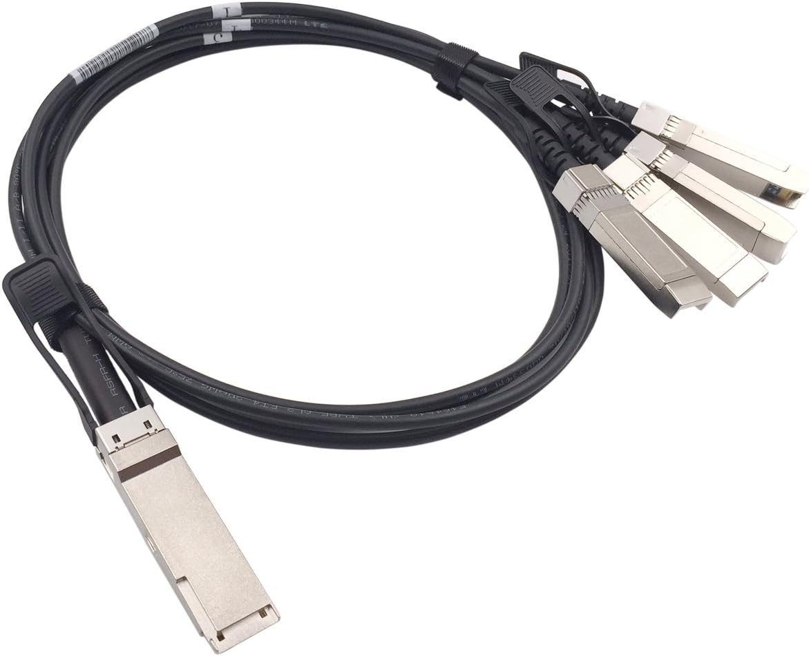 3 Meters QSFP+ to 4 SFP+ DAC Breakout Cable, QSFP-4SFP10G-CU3M, 40G QSFP+ Direct Attach Copper Cable, 30AWG Black, for Cisco, Ubiquiti, D-Link, Juniper, Huawei, Mellanox, Mikrotik, Extreme