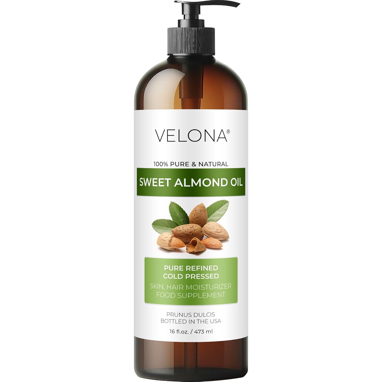 velona Sweet Almond Oil – 16 oz | 100% Pure and Natural Carrier Oil | Refined, Cold Pressed | Skin, Hair, Body & Face Moisturizing | Use Today – Enjoy Results…