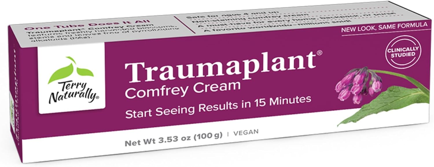 Terry Naturally Traumaplant Comfrey Cream – 3.53 oz – Non-Staining Topical – Free of Pyrrolizidine Alkaloids (PAs) & Parabens – for External Use Only