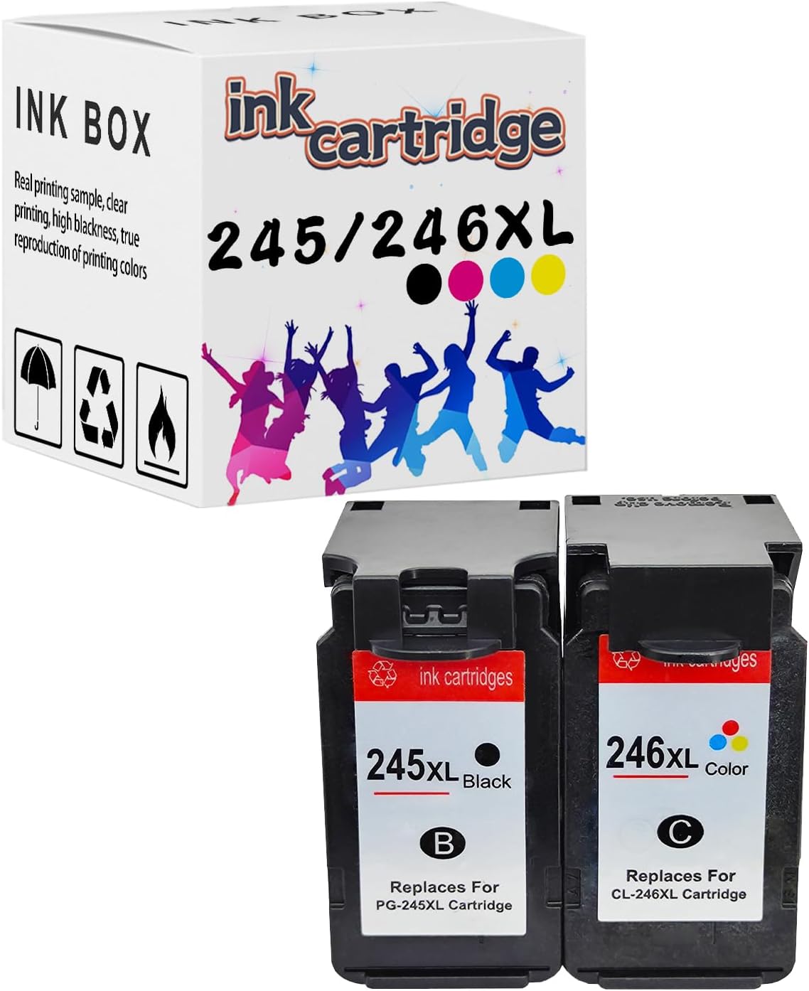 245XL 246XL Ink Cartridges Super High Yield Compatible Replacement for Canon 245XL 246XL for Canon IP2820 IP2850 MG2420 MG2450 MG2520 MG2550 MG2920 Printer Combo Pack