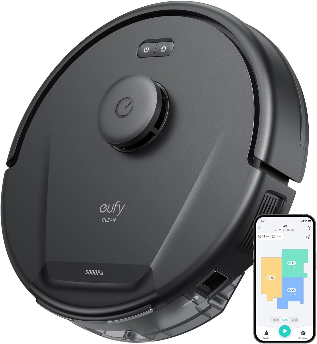 eufy L60 Robot Vacuum, Ultra Strong 5,000 Pa Suction, iPath Laser Navigation, for Deep Floor Cleaning, Ideal for Hair, Hard Floors