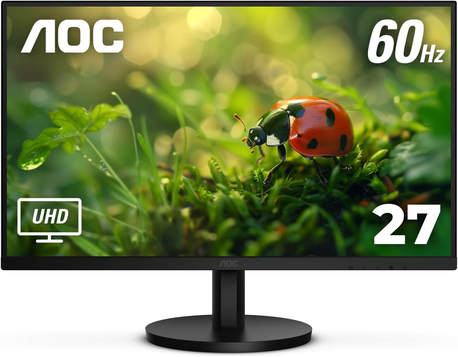 AOC U27B3A 4K 27″ IPS 3840×2160 UHD Frameless Monitor, Display Port x1, HDMI x2, Built in Speaker, Eye Care, Flicker Free, 1 Billion+ Colors, sRGB 128.7%, VESA