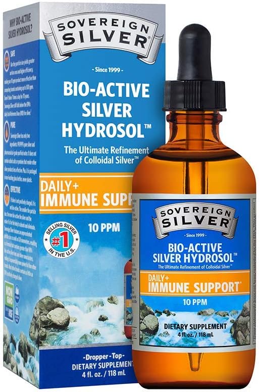 Sovereign Silver Immune Support – Colloidal Silver Mineral Supplement – Liquid Bio-Active Silver Hydrosol – 10ppm – 4oz (118mL) Dropper