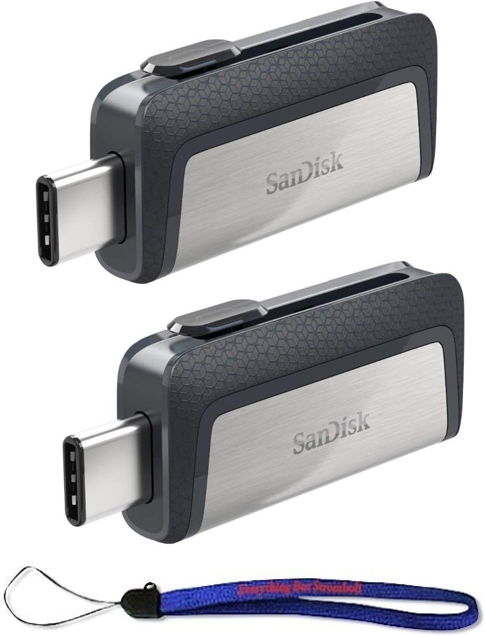 SanDisk Ultra (Two Pack) Dual Drive USB Type-C (SDDDC2-064G-G46) with Everything But Stromboli (TM) Lanyard