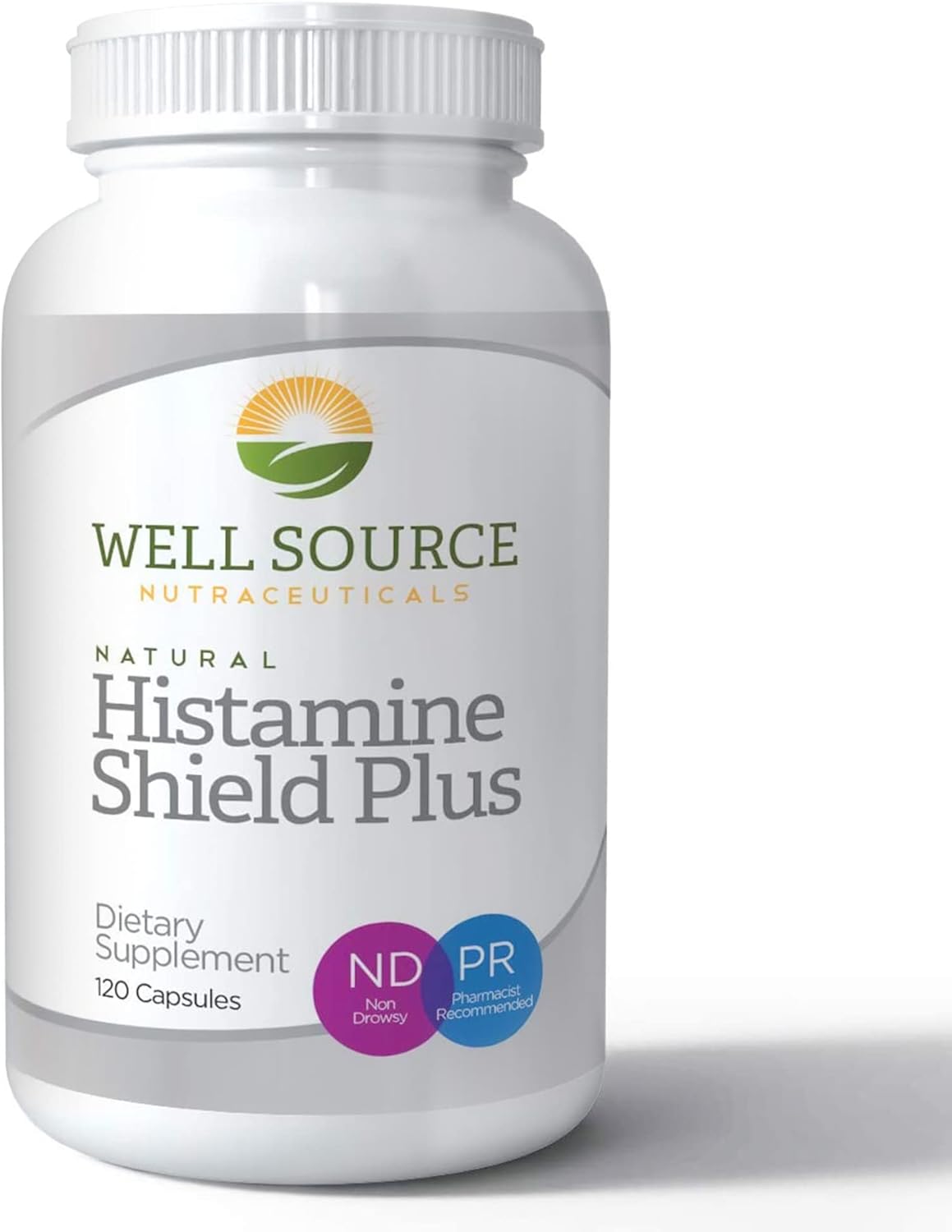 Histamine Shield Plus All Natural Antihistamine Supplement Works for Pollen, Pet Dander, Dust, Mold, and Odor Allergies. 120 Capsules