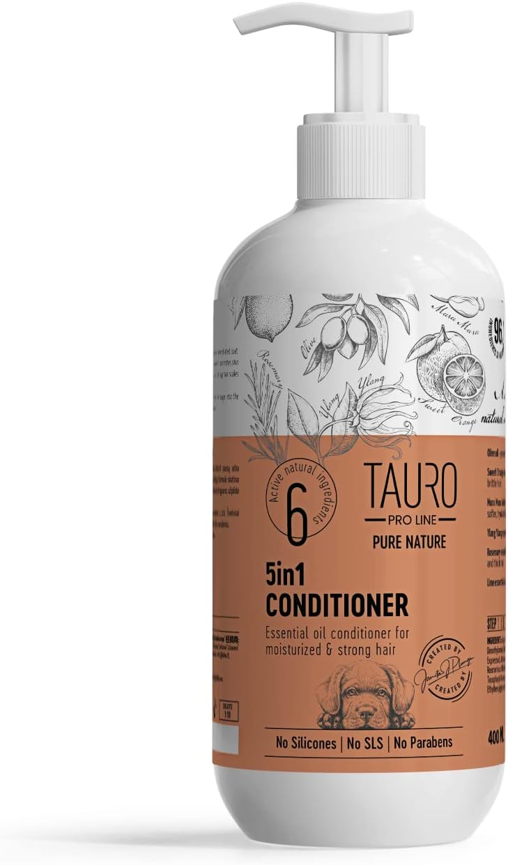 Moisturizing Dog Conditioner 5in1 – Allergy Dog and Cat Shampoo, Sulfate Parabens SLS Free Natural Composition Grooming Product with Essential Oils for Gentle Coat & Skin Deep Hydration, 13.5 Oz