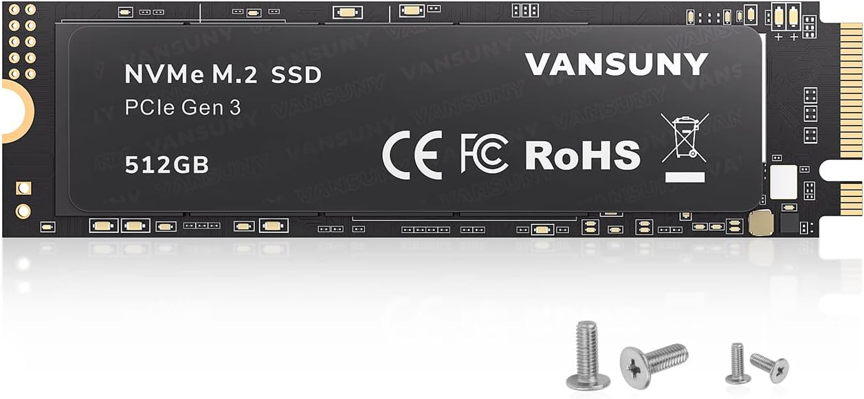 Vansuny 512GB NVMe M.2 Internal Solid State Drive PCle 3.0 TLC NVMe M.2 SSD 3D NAND NVMe M.2 2280 Speed up to 2900/2700MB/s Internal Solid State Hard Drive PCIe SSD