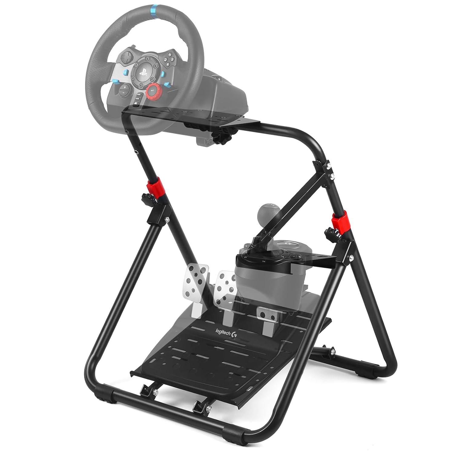 XSLOER Racing Wheel Stand, Height Adjustable & Foldable Steering Wheel Stand Compatible with Logitech G27 G29 GT500 T300 Gaming Cockpit （NOT Included Racing Wheel Stand）