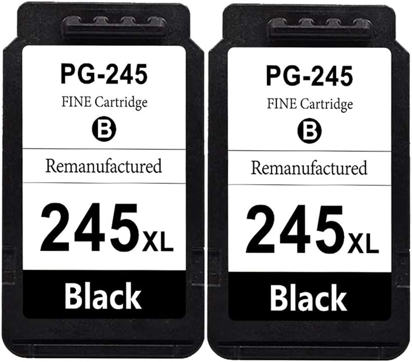 Remanufactured for Canon PG-245XL Black Ink Cartridge 245 XL Replacement Ink Compatible to iP2820 MG2420 MX490 MX492 MG3020 MG2522 MG2525 MG2920 TS3120 TS302 TS202 TR4520 Printers 2 Black