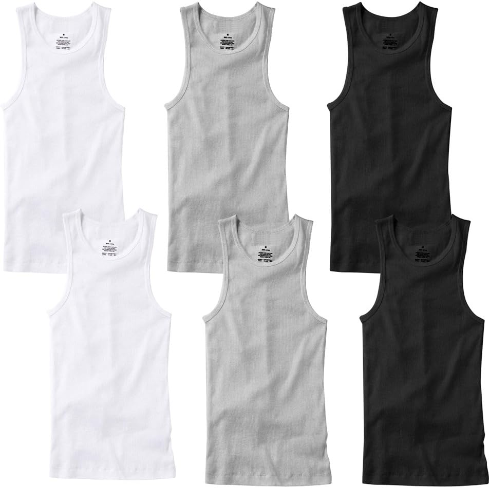 TZ Promise 3-6 Pack Men’s 100% Cotton Wife Beater A-Shirts Undershirt Plain Ribbed Tank Top