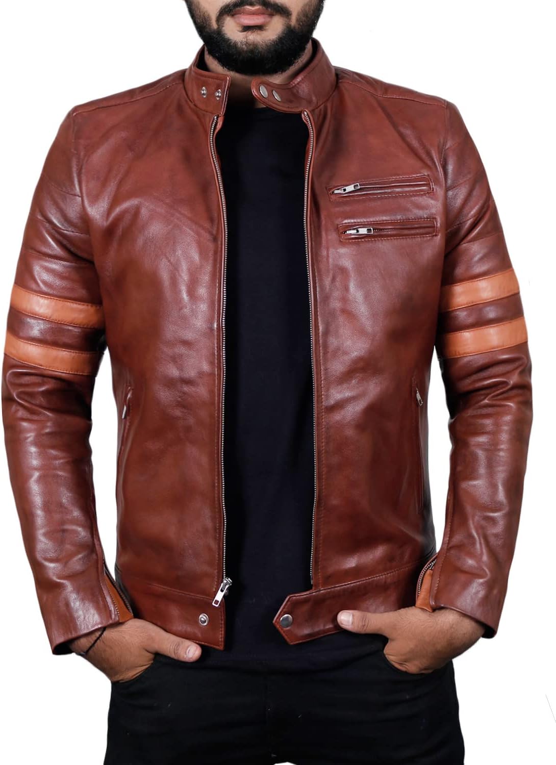 Laverapelle Men’s Genuine Lambskin Leather Jacket (Black, Biker Jacket) – 1501535