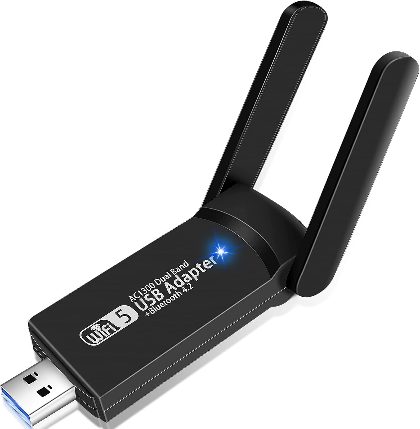 USB WiFi Bluetooth Adapter, 1300Mbps Dual Band 2.4/5Ghz Wireless Network External Receiver, Mini WiFi Dongle for PC/Laptop/Desktop