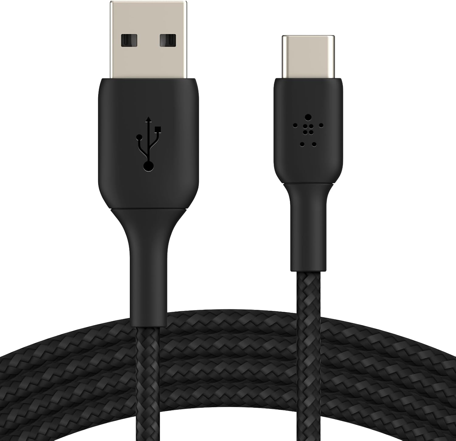 Belkin BoostCharge Braided USB-C to USB-A Cord (1M/3.3ft) for iPhone 16 Series, Samsung Galaxy S24 Series, Note20, Google Pixel 7 & 8, iPad Pro, Nintendo Switch, & More – Black