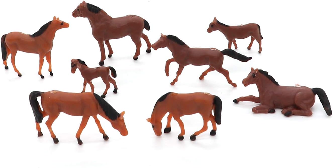 20pcs HO Scale Painted Farm Animals 1:87 Scale Model Horses 10 Different Poses Miniature Model Train Layout Animals