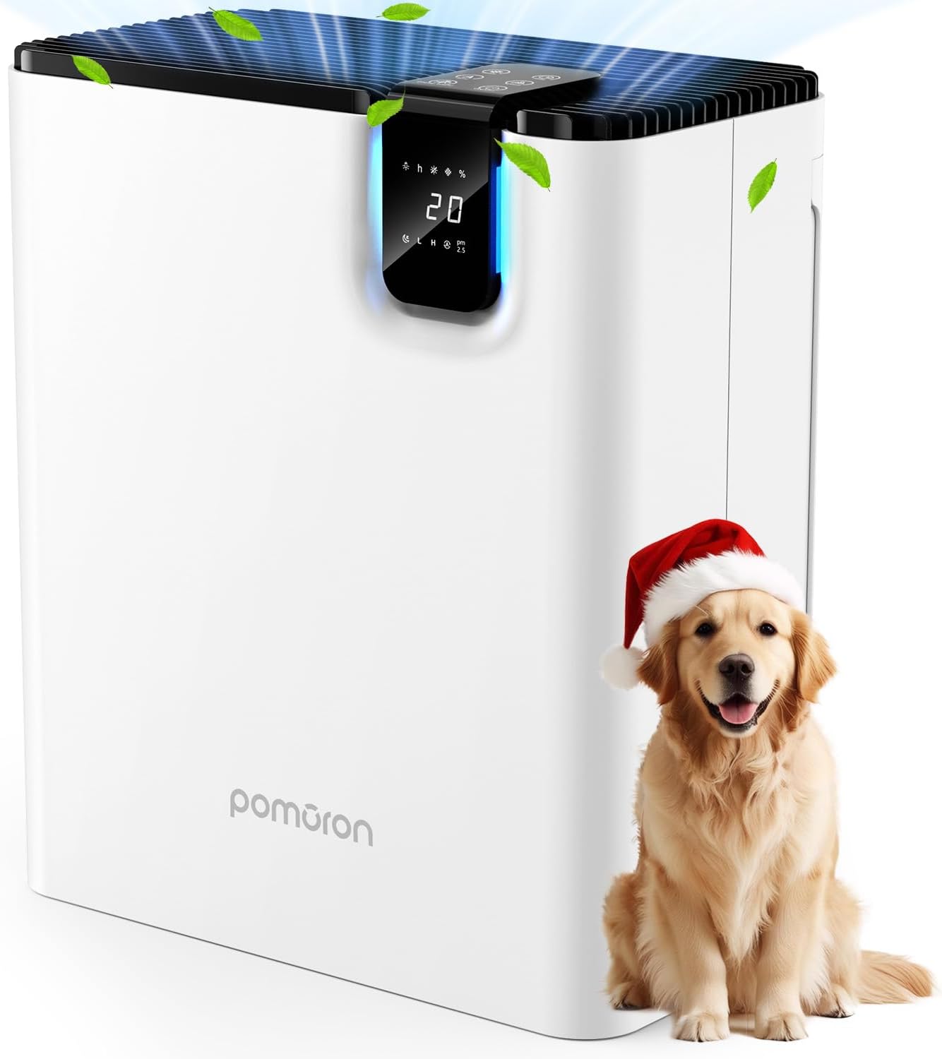 POMORON Air Purifiers for Home Large Room Up to 2500Ft² with Air Quality Sensor&Auto Mode, UV Light, H13 HEPA Air Purifiers Filter 99.97% of Pollen Allergies Smoke Pet Dander for Bedroom, White