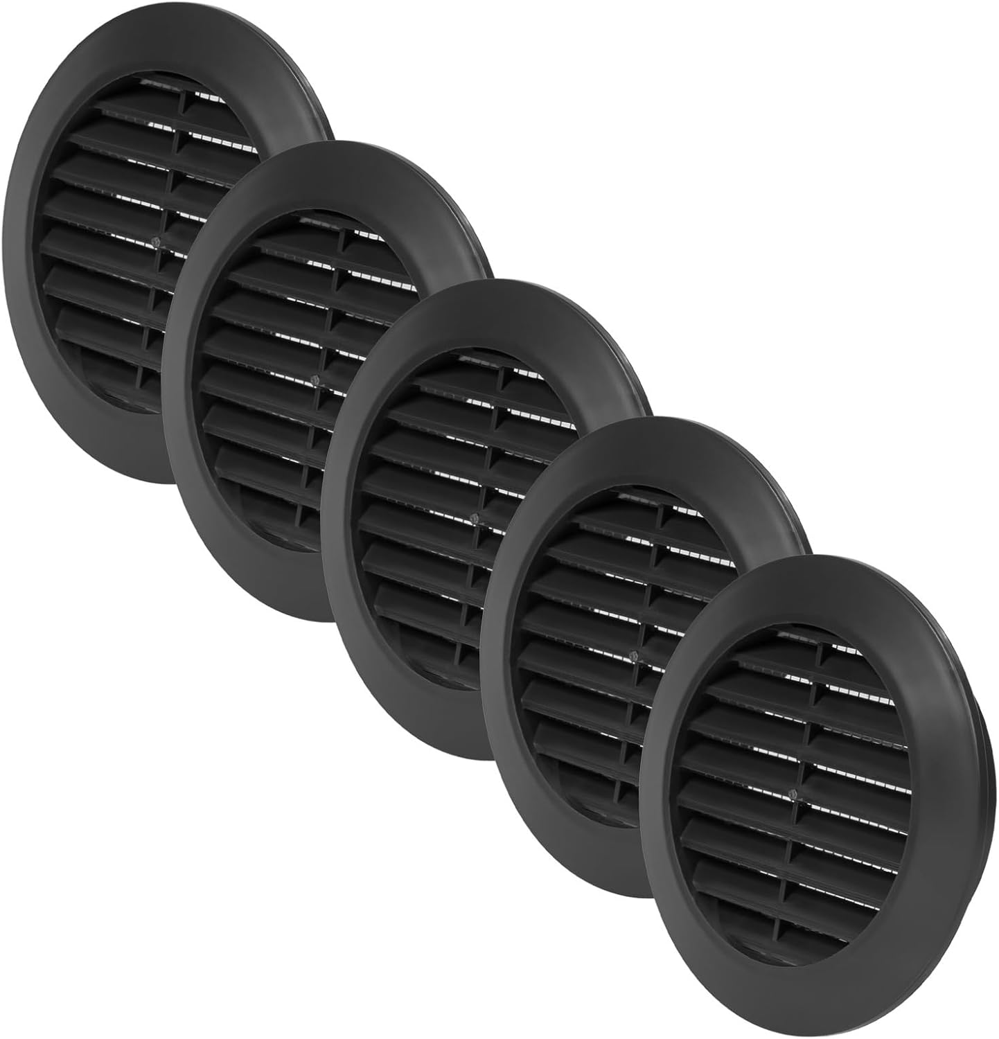 Vent Systems 2.75″ Inch Pack of 5 Black Grille/Duct Door Air Register – Mini Circle – Ventilation Grille – Indoor Vent Grates – Bathroom, Cabinet, Garage Through The Door Vent Cover