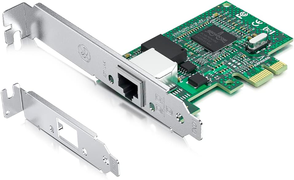 Gigabit PCIe NIC with Dell Broadcom BCM5751 Chip, 1Gb Network Card Compare to Broadcom BCM5751-T1 NIC, Single RJ45 Port, PCI-E X1, Ethernet Card with Low Profile for Windows/Windows Server/Linux