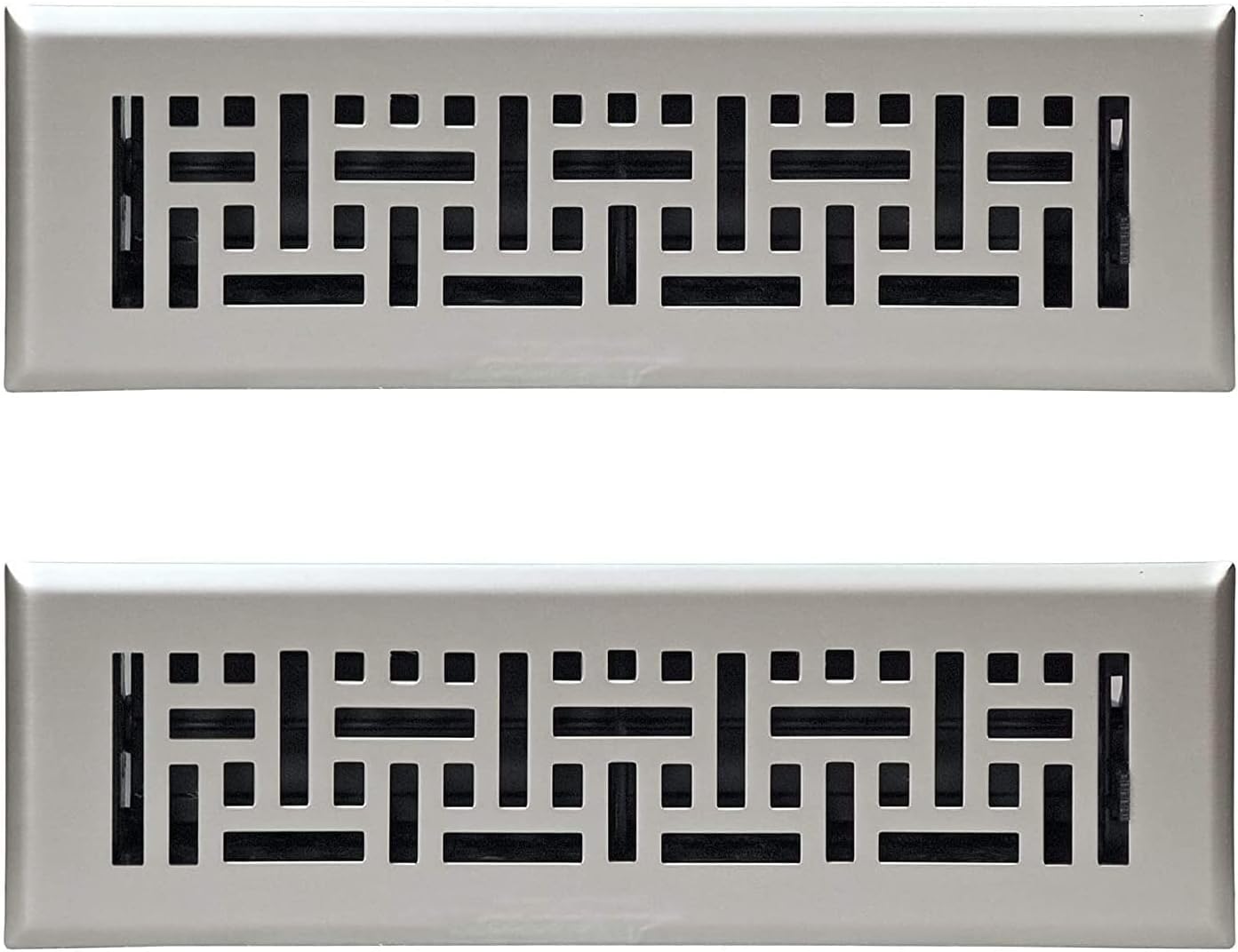 Hartford Ventilation Floor Register 2” x 10” – Decor Vent Cover for Home – Heavy Duty Metal Design with Scratch Resistant Finish – Smooth Glide Damper (2, Brushed Nickel)