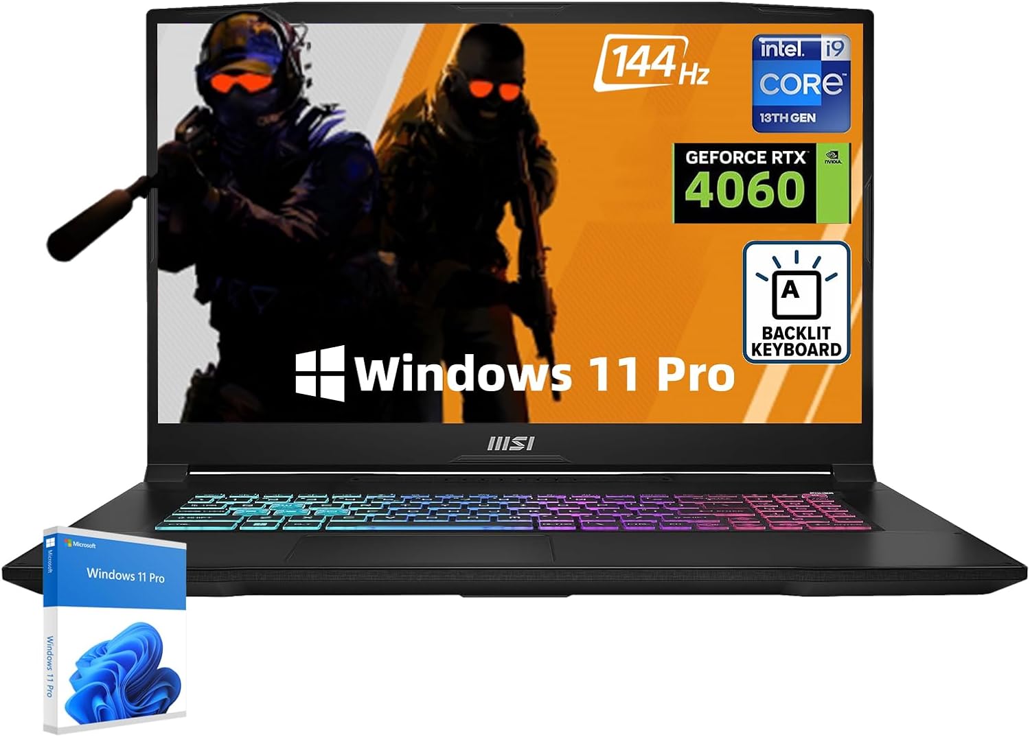 MSI 2024 Katana 17 Gaming Laptop – 17.3″ 144Hz FHD Display, Intel 10-Core i7-13620H, NVIDIA GeForce RTX 4060, 64 GB DDR5, 1 TB SSD, Windows 11 Pro, Backlit Keyboard, w/cefesfy Accessories