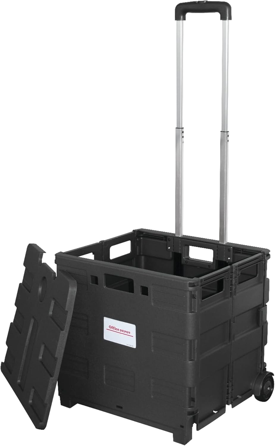 Office Depot Mobile Folding Cart With Lid, 16in.H x 18in.W x 15in.D, Black, 50801