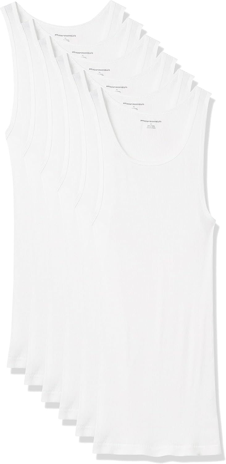 Amazon Essentials Men’s Tank Undershirts, Pack of 6