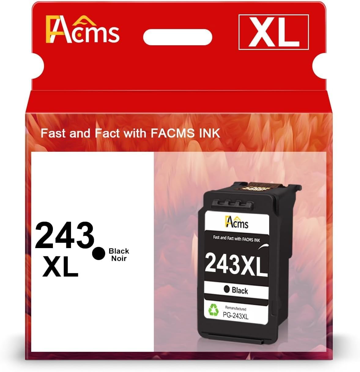 PG-243XL Black Remanufactured Ink Cartridge Replacement for Canon 243 243XL for Pixma TR4520 TS3322 MG2922 MG2520 MG2522 TR4522 TS3122 MX490 MX492 Printers (1 Black)