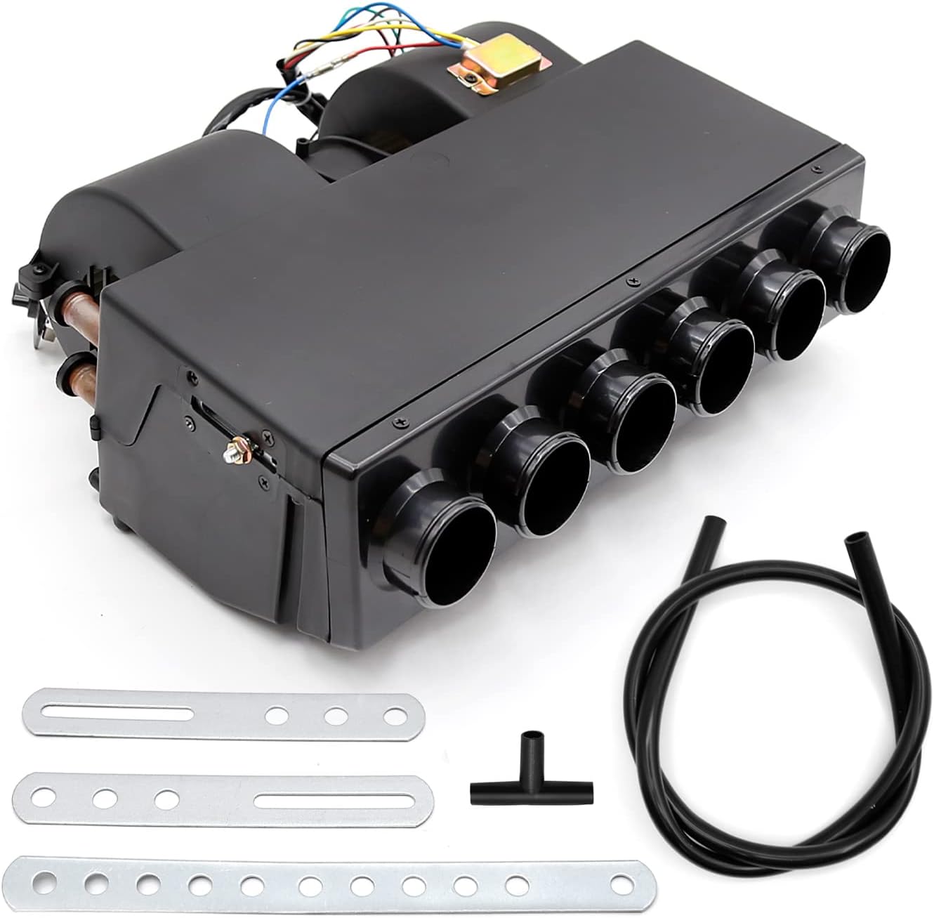 12V Car Truck Under Dash, A/C Air Conditioning Evaporator Assembly, Under-Dash A/C Heat + Cool Unit, 3 Speed 6 Ports for Car Truck