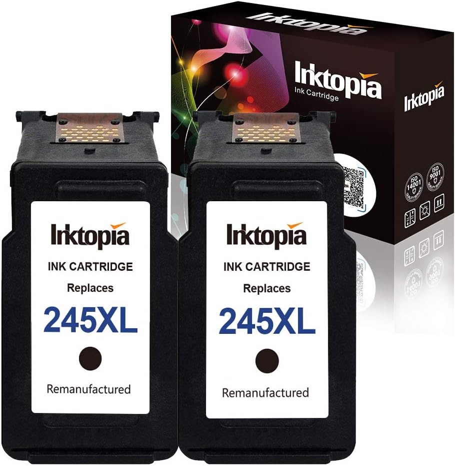 Inktopia Remanufactured Ink Cartridge Replacement for PG 245XL 245 XL High Yield (2 Black) Compatible with PIXMA iP2820 MG2420 MG2520 MG2522 MG2920 MG2922 MG2924 MG3022 MX490 MX492 Printer