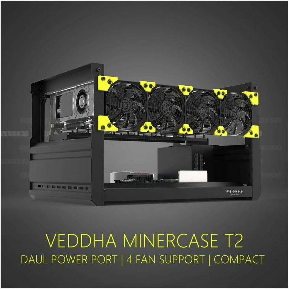 6/8 GPU Aluminum Stackable Open Air Mining Computer Frame Rig Ethereum Veddha (6GPU+4FANS-T2)