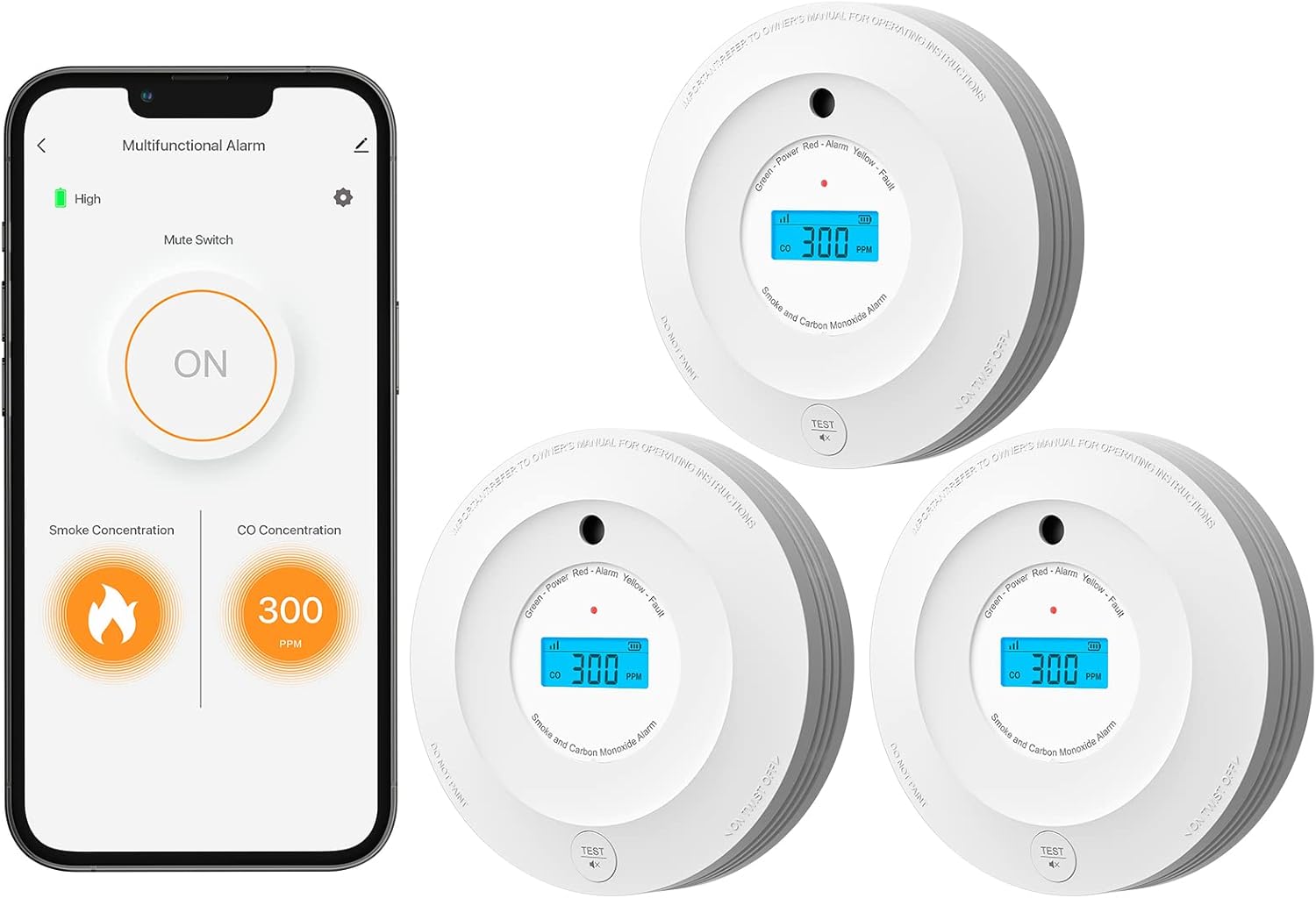 AEGISLINK Wi-Fi Combination Smoke and Carbon Monoxide Detector Compatible with TuyaSmart & Smart Life App, SC-WF240, 3 Pack