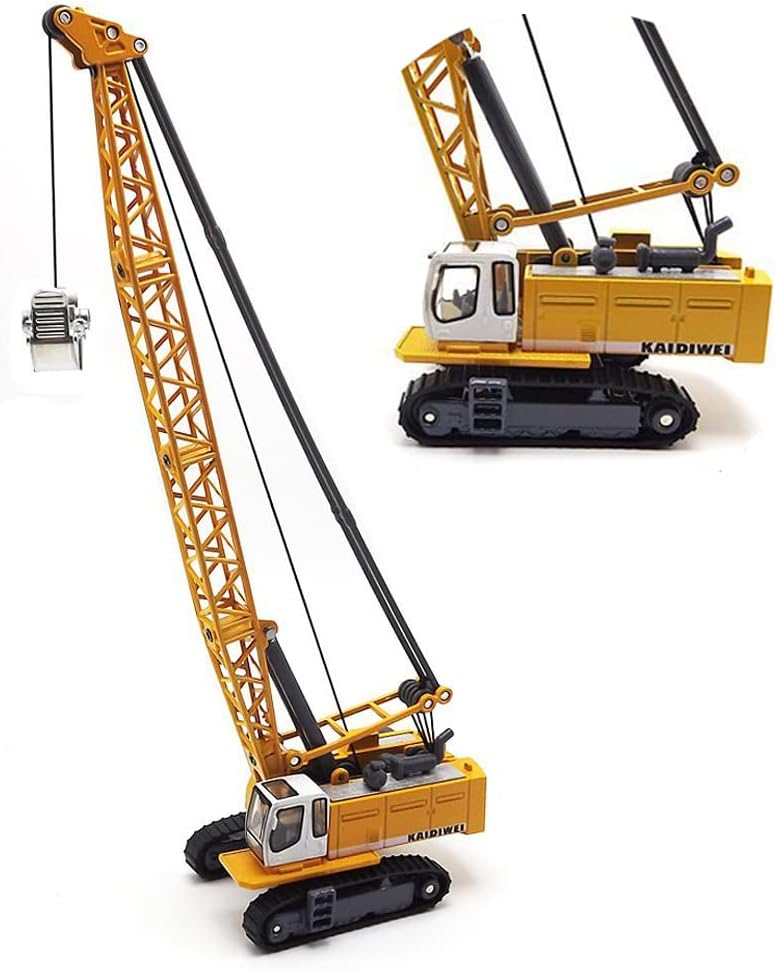 Tipmant Children Alloy Die-cast Car Model Toy Excavator Truck Digging Cable Engineering Vehicle Tower Crane Collection Gift for Kids Scale: 1:87