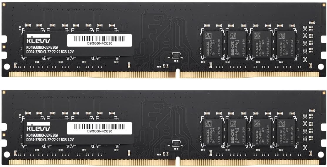 KLEVV DDR4 16GB (2x8GB) 3200MHz CL22 1.2V UDIMM Desktop Ram Memory (KD48GU880-32N220D)