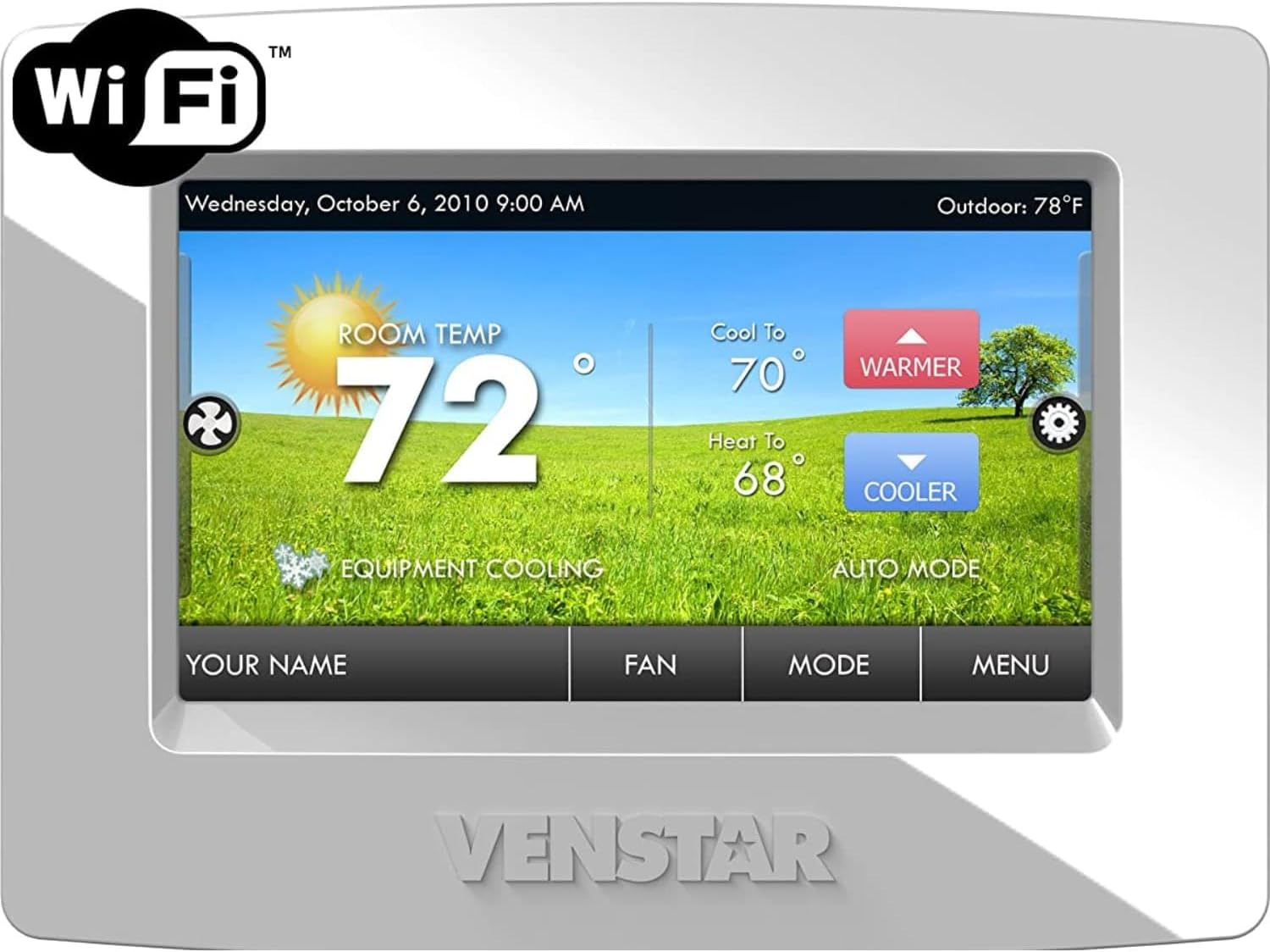 Venstar T7850 ColorTouch – High Res Touch Screen, 7-Day Programmable Thermostat w/WiFi, Alexa Compatible, 4 Heat & 2 Cool Stages, Gas/Electric/Heat Pump, Multi-Language Options, Weather Forecast