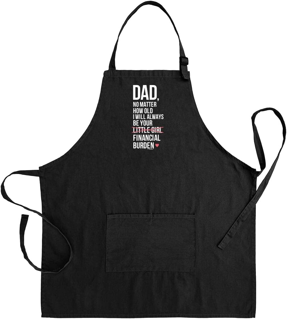 ThisWear First Time Mom Gift No Matter How Old Always Be Financial Burden Two Pocket Adjustable Bib Apron Black