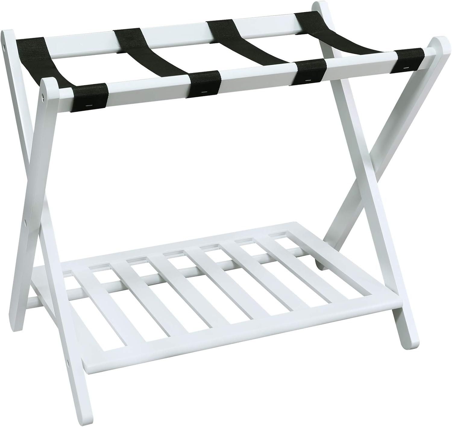 Casual Home Shelf-White Luggage Rack, 26.75″ Wide