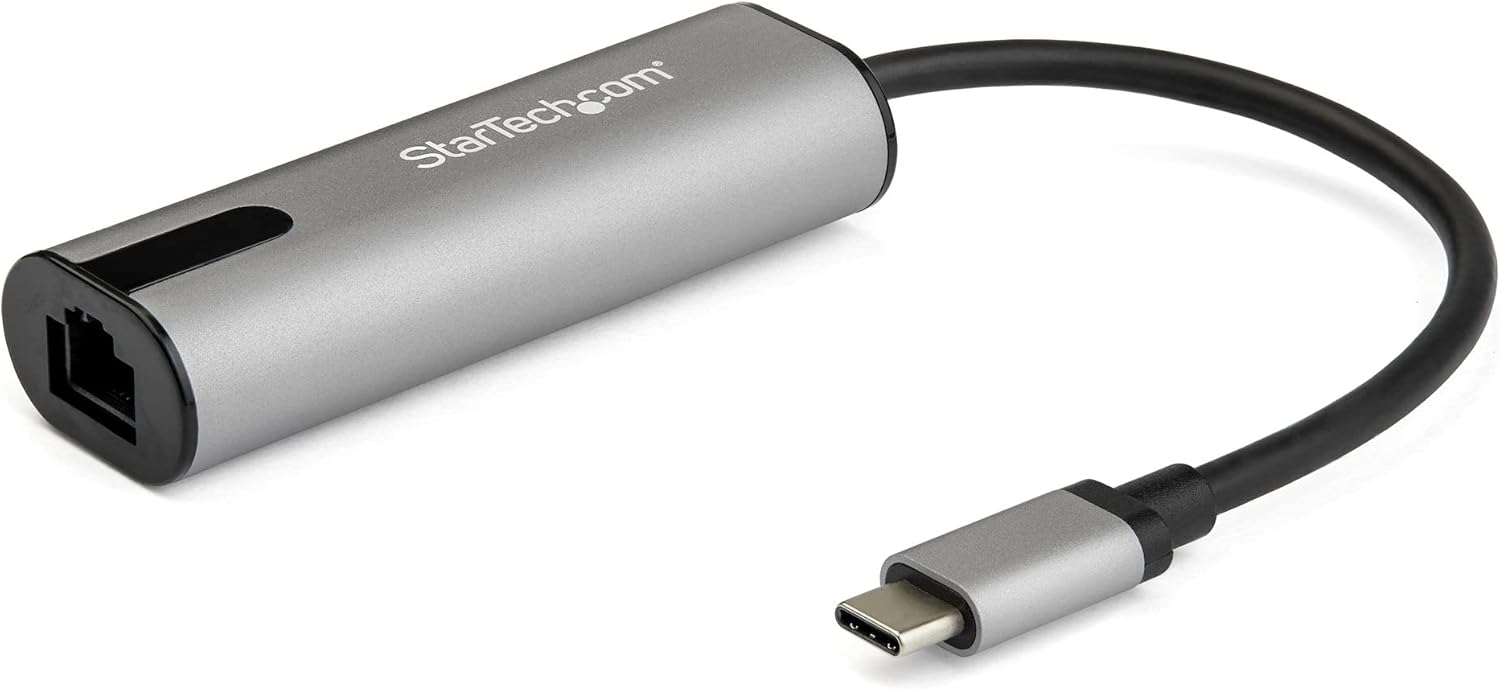 StarTech.com 2.5GbE USB C to Ethernet Adapter NBASE-T NIC – USB 3.0 Type C 2.5/1 Gigabit/100 Mbps Multi Speed Network/USB 3.1 Laptop to RJ45/LAN Thunderbolt 3 Compatible/MacBook Pro Surface (US2GC30)