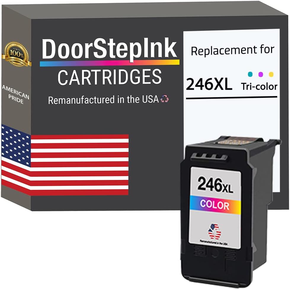 DoorStepInk Remanufactured in The USA Ink Cartridge Replacements for Canon CL-246XL 246 XL 244XL 244 XL 1 Color for Pixma iP2820 MG2924 MX492 TS302 MG2920 MG3020 TR4522 TS3120 TS3122 MG2525