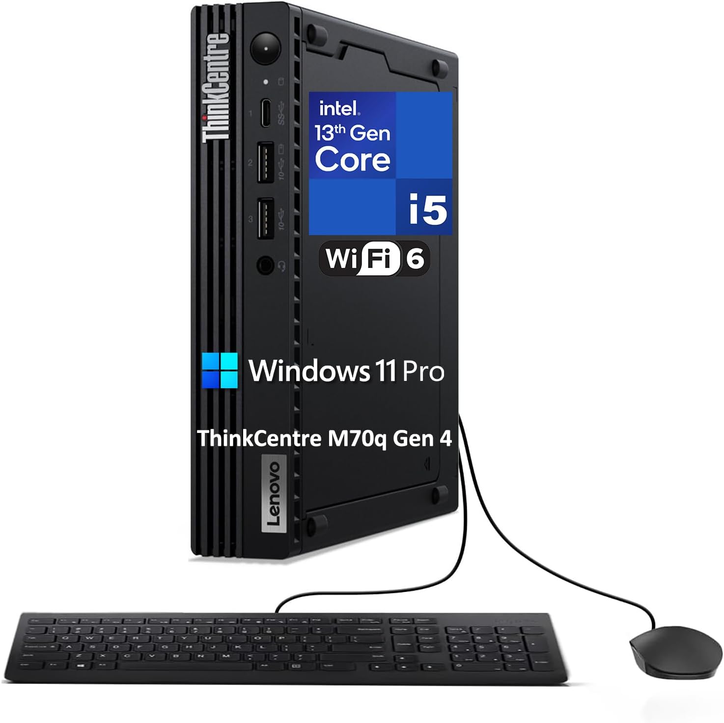 Lenovo ThinkCentre M70q Gen 4 MFF Tiny 1L Mini PC Business Desktop Computer, 13th Gen Intel 10-Core i5-13400T (Beat i7-12700T), 16GB DDR4 RAM, 512GB PCIe SSD, WiFi 6, RJ45, Windows 11 Pro Vent-HEA