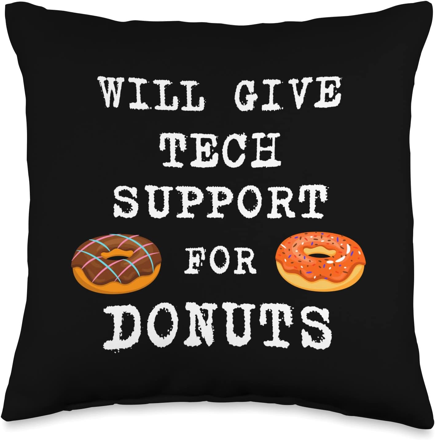 Technical Advice for Donuts Computer Geek Funny Tech Support Throw Pillow, 16×16, Multicolor