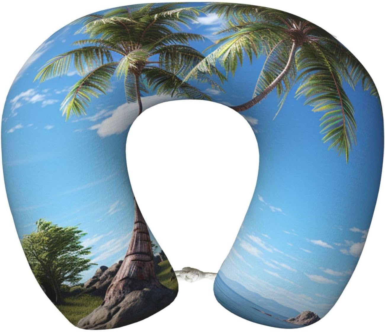 Neck Pillow U Shape Travel Pillow Comfortable Memory Foam Airplane Pillow for Head Support A Coconut Tree Travel Neck Pillows for Sleeping Support Pillow for Camping Trains Self-Driving Cars Office