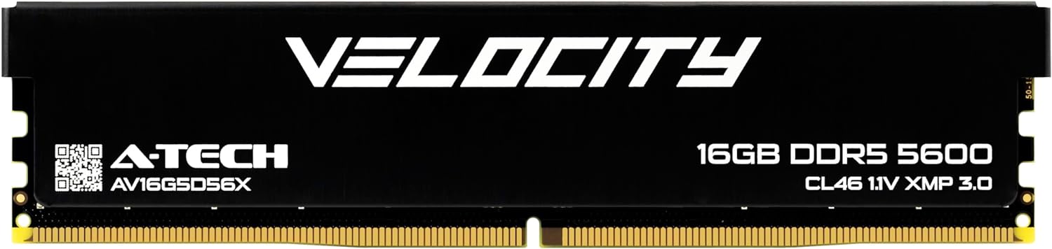 A-Tech Velocity RAM 16GB DDR5 5600MHz (PC5-44800) XMP 3.0 UDIMM 1.1V Non-ECC DIMM 288-Pin Desktop Computer Gaming Memory – AV16G5D56X