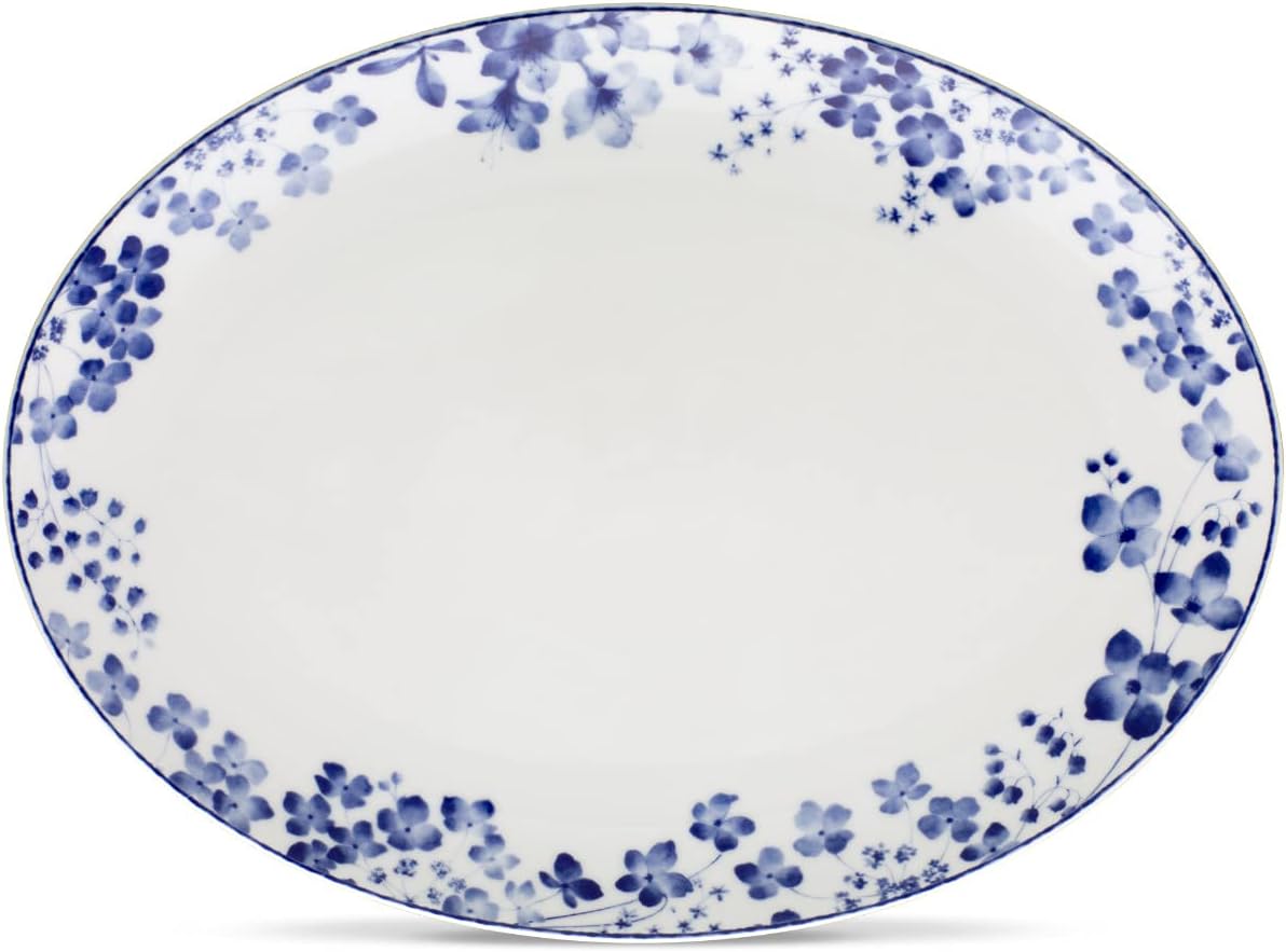 Noritake Bloomington Road Oval Platter, 14″ in Blue/White