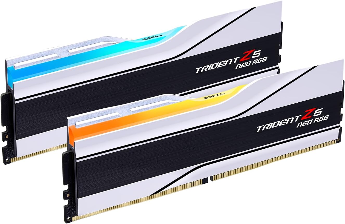 G.SKILL Trident Z5 Neo RGB Series (AMD Expo) DDR5 RAM 32GB (2x16GB) 6000MT/s CL28-36-36-96 1.40V Desktop Computer Memory UDIMM – Matte White (F5-6000J2836G16GX2-TZ5NRW)