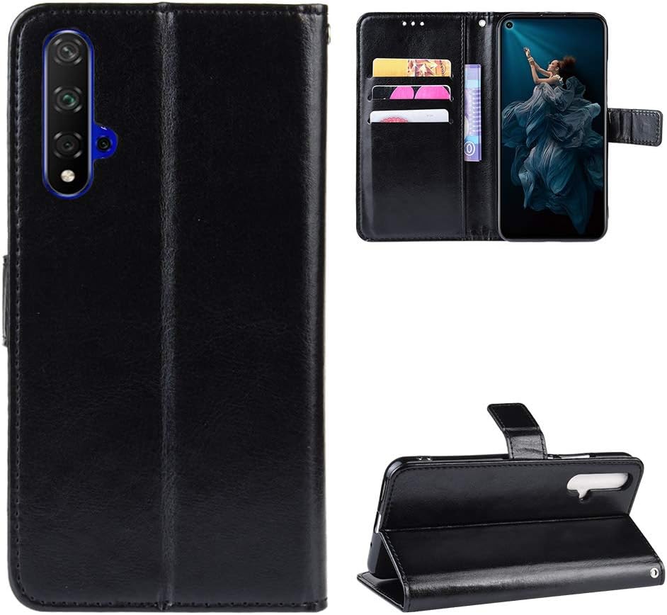 Case for Huawei Honor 20 Case Cover,Flip Leather Wallet Cover Case for Huawei Nova 5T YAL-L61A YAL-L61D YAL-L71A / Honor 20 YAL-AL00 YAL-TL00 YAL-L21 / Honor 20S YAL-AL50 YAL-TL50 Case Black