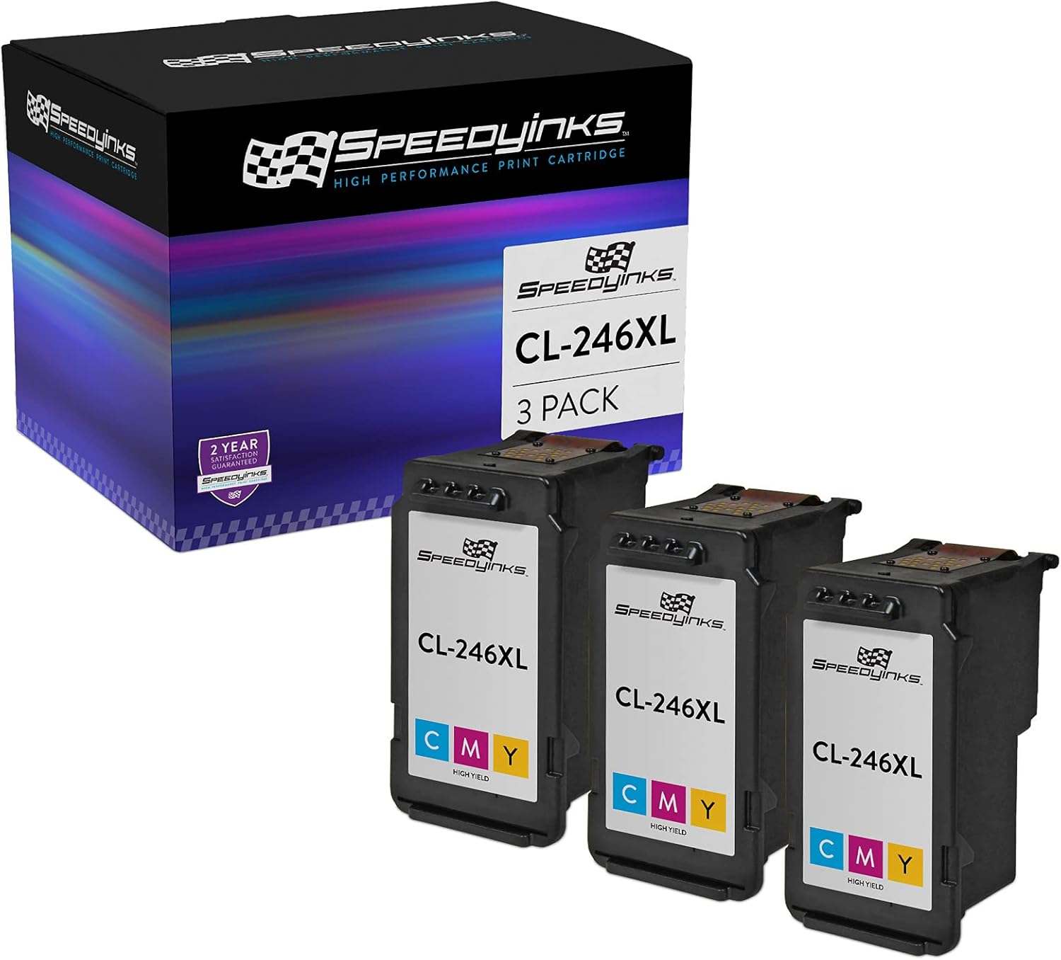 Speedy Inks Remanufactured Ink Cartridge Replacement for Canon CL-246XL High Yield (Color, 3-Pack) Compatible w PIXMA iP2820 MG2520 MG2522 MG2920 MG2924 MX490 MX492 TR4550 TS302 TS3129 TS3320 and more