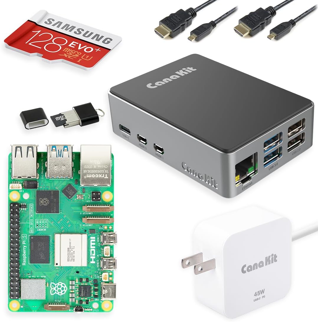 CanaKit Raspberry Pi 5 Starter Kit PRO – Aluminum (128GB Edition) (8GB RAM)